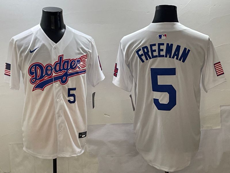 Men Los Angeles Dodgers #5 Freeman White Second generation Joint Name Nike 2025 MLB Jersey style 2